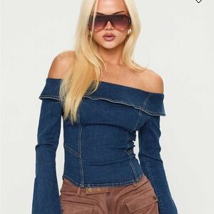 Off-Shoulder Denim Top